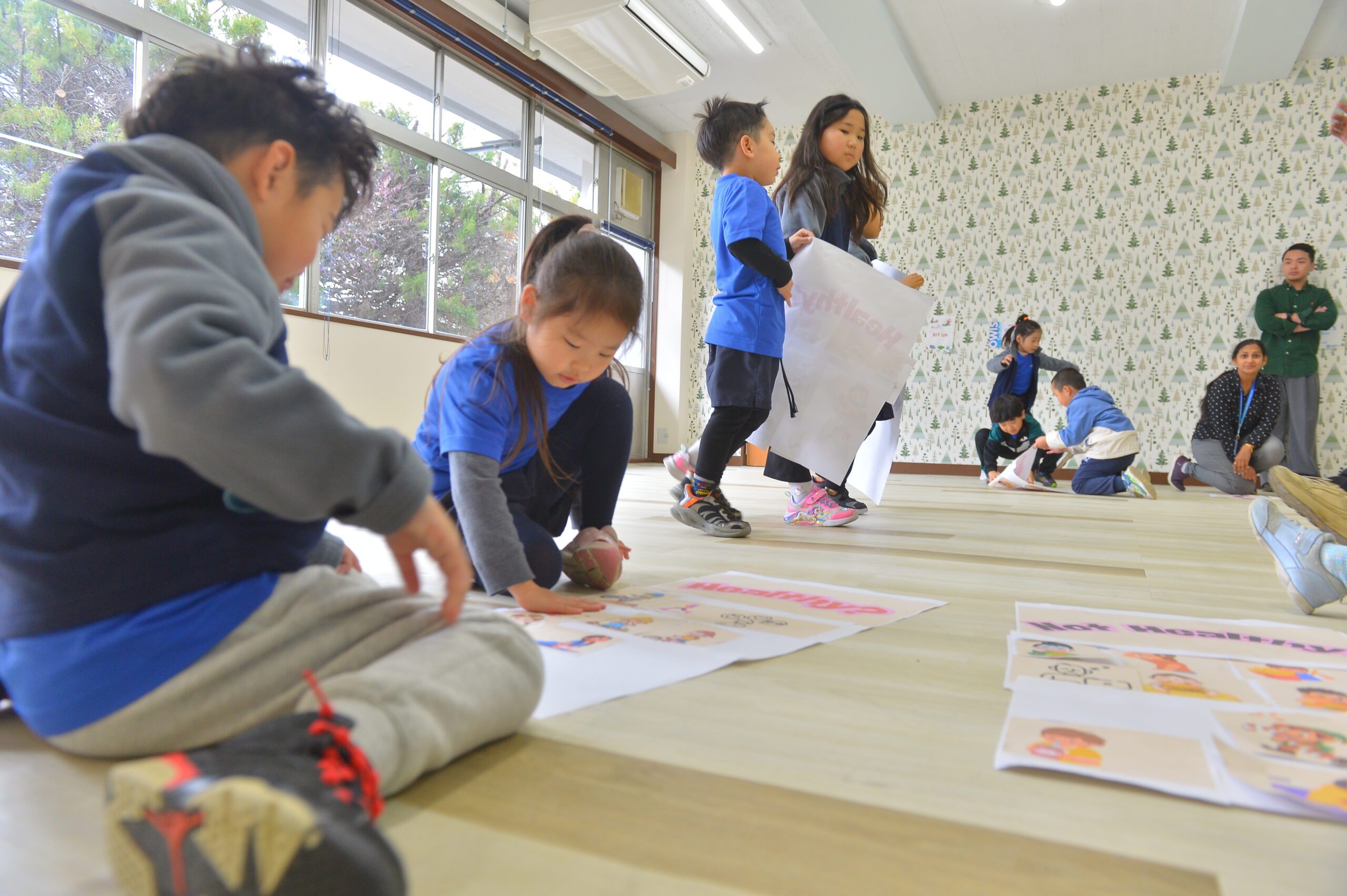 One World International School Tsukuba Early Childhood students work in a vibrant and engaging learning space in the classroom